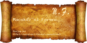 Macskási Ferenc névjegykártya