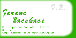 ferenc macskasi business card